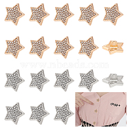 AHADERMAKER 20Pcs 2 Colors 1-Hole Alloy Buttons, with Glass Rhinestone, Star, Platinum & Golden, 13x14x6mm, Hole: 1.8mm, 10pcs/color(DIY-GA0003-63)