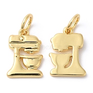 Eco-Friendly Rack Plating Brass Charms, with Jump Ring, Long-Lasting Plated, Lead Free & Cadmium Free, Mixer Charm, Real 18K Gold Plated, 12x8x1.5mm, Hole: 3.5mm(KK-R143-09G)