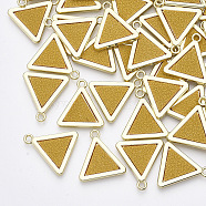 Alloy Pendants, with PU Leather, Triangle, Light Gold, Goldenrod, 19x18x2mm, Hole: 1.8mm(PALLOY-T067-163E)