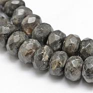 Faceted Natural Labradorite Rondelle Beads Strands, 8x5mm, Hole: 1mm, about 76pcs/strand, 15.2 inch(G-K090-02)
