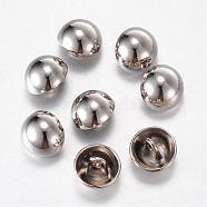 Alloy Shank Buttons, 1-Hole, Dome/Half Round, Platinum, 20x14mm, Hole: 2mm(BUTT-D054-20mm-06P)