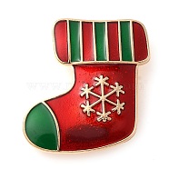 Christmas Theme Enamel Pins, Golden Alloy Brooches for Backpack Clothes, 31x29mm(JEWB-U007-02A)