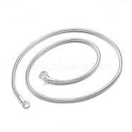 304 Stainless Steel Snake Chain Necklaces, with Lobster Claw Clasps, Silver Color Plated, 19.6 inch(50cm)(NJEW-P162-06S)