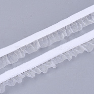Velvet Organza Ribbon, White, 5/8 inch(15mm), about 20yards/roll(18.29m/roll)(SRIB-T006-001)