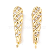 Rack Plating Brass Cubic Zirconia Hoop Earring Findings, Cadmium Free & Lead Free, Long-Lasting Plated, Real 18K Gold Plated, 16x4.5mm, Hole: 1.5mm, Pin: 9x1mm(KK-S374-04G-02)