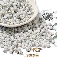 Baking Paint Glass Seed Beads, Round Hole, Teardrop, Light Grey, 5~5.5x4~5x3~3.5mm, Hole: 1.2mm, about 2500pcs/pound(SEED-F006-01A-09)