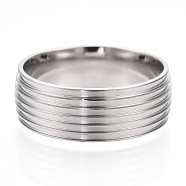 201 Stainless Steel Grooved Finger Ring Settings, Ring Core Blank for Enamel, Stainless Steel Color, 8mm, Size 10, Inner Diameter: 20mm(STAS-WH0047-05S)