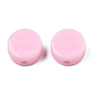 Opaque Acrylic Beads, Flat Round, Pink, 10x5mm, Hole: 1.8mm, about 1300pcs/500g(SACR-N014-002H)