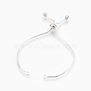 Brass Box Chain Slider Bracelet Making, Silver, 3.54 inch(90mm), 1mm, Hole: 2mm(KK-Q675-05S)