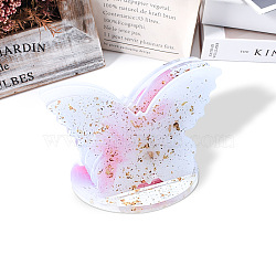 Butterfly Cup Mat & Holder Silhouette Silicone Molds, Resin Casting Coaster Molds, for UV Resin, Epoxy Resin Craft Making, White, 120~140x140~175x10mm, 2pcs/set(WG88365-01)