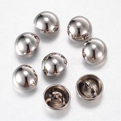 Alloy Shank Buttons, 1-Hole, Dome/Half Round, Platinum, 20x14mm, Hole: 2mm(BUTT-D054-20mm-06P)