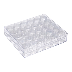 Clear Bead Organizer Storage Case, Plastic Bead Containers, Seed Beads Containers with 30 Tiny Containers, 13.5x16x3.5cm, bottle: 26x29mm, Capacity: 5ml(0.17 fl. oz), 30pcs/box(X-C004Y)