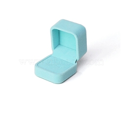 Velvet Jewelry Boxes, Ring Gift Boxes, Rectangle, Turquoise, 5x4.5x4cm(PW-WG59858-01)