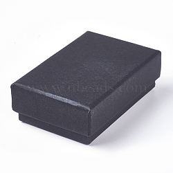 Kraft Paper Cardboard Jewelry Boxes, Ring Box, Rectangle, Black, 8.7x5.5x2.8cm(CBOX-WH0003-02)