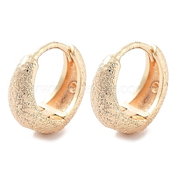 Brass Textured Hoop Earrings, Real 18K Gold Plated, 15x6mm(KK-B082-23G)