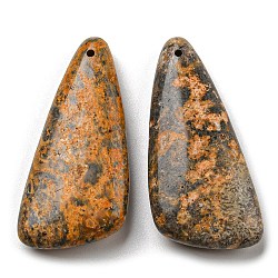 Natural Leopard Skin Jasper Pendants, Triangle, 46x21~23x8.5~9mm, Hole: 1.5mm(G-M405-09-05)