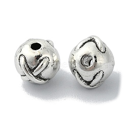 Tibetan Style Alloy Beads, Round, Antique Silver, 8~9x7.5mm, Hole: 1.6mm, about 331pcs/500g(TIBEB-F065-22AS)