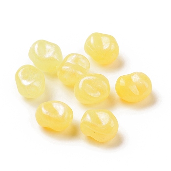 Opaque Acrylic Beads, Glitter Beads, Rice, Yellow, 16x13.8x11.5mm, Hole: 1.8mm, about 333pcs/500g