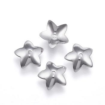 304 Stainless Steel Flower Bead Caps, Stainless Steel Color, 8x1mm, Hole: 0.5mm