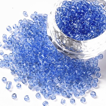 Glass Seed Beads, Transparent, Round, Round Hole, Light Blue, 8/0, 3mm, Hole: 1mm, about 1111pcs/50g, 50g/bag, 18bags/2pounds