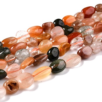 Natural Rutilated Quartz Beads Strands, Nuggets, Tumbled Stone, 8~11x7.5~9x4.5~7mm, Hole: 0.8mm, about 42pcs/strand, 15.94''(40.5cm)