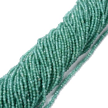 Cat Eye Beads Strands, Round, Faceted, Light Sea Green, 2mm, Hole: 0.2mm, 14.17 inch(36cm), 174~184pcs/strand