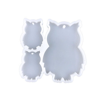 Owl DIY Pendant Food Grade Silhouette Silicone Molds, for Keychain Making, Resin Casting Molds, For UV Resin, Epoxy Resin Jewelry Making, White, 73x77x6mm