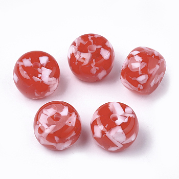 Resin Beads, Imitation Gemstone Chips Style, Rondelle, Red, 23x14mm, Hole: 2.5mm
