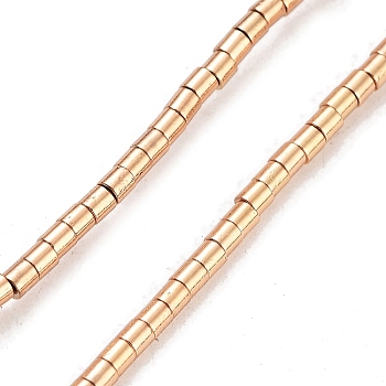 Synthetic Non-magnetic Hematite Beads Strands, Long-Lasting Plated, Column, Light Gold Plated, 2~2.5x2mm, Hole: 0.8mm, about 196pcs/strand, 16.54''(42cm)