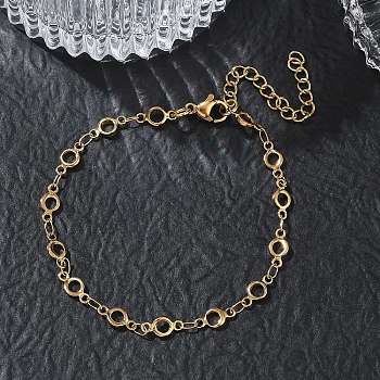 4.5MM 304 Stainless Steel Ring Link Chain Bracelets, Ion Plating(IP), Golden, 7.13 inch(18.1cm)