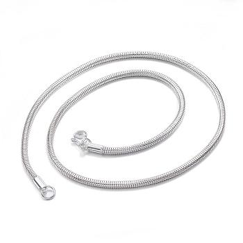 304 Stainless Steel Snake Chain Necklaces, with Lobster Claw Clasps, Silver Color Plated, 19.6 inch(50cm)