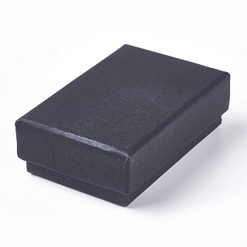 Kraft Paper Cardboard Jewelry Boxes, Ring Box, Rectangle, Black, 8.7x5.5x2.8cm