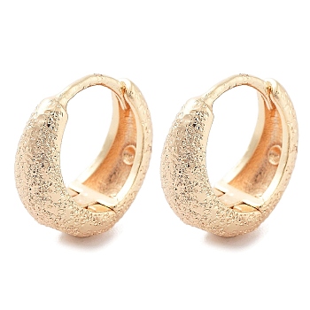 Brass Textured Hoop Earrings, Real 18K Gold Plated, 15x6mm