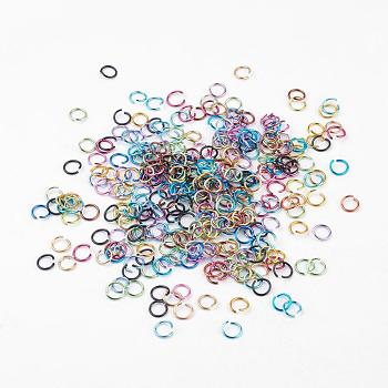 Aluminum Wire Open Jump Rings, Ring, Mixed Color, 20 Gauge, 6x0.8mm, Inner Diameter: 5mm, about 8600pcs/200g