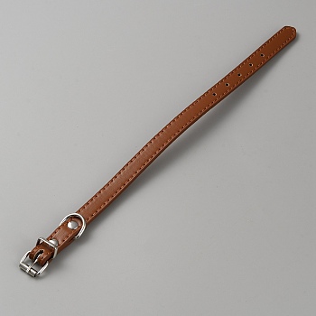 Imitation Leather Dog Collar, with Platinum Iron Clasp, for Small Medium and Large Dogs, Pet Supplies, Saddle Brown, 19mm
