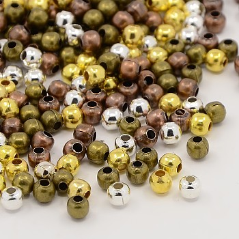 Mixed Iron Round Spacer Beads, Mixed Color, 2x2mm, Hole: 1mm, about 12500pcs/200g