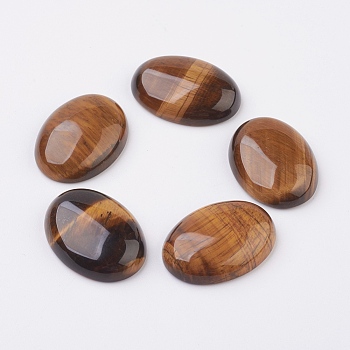 Natural Tiger Eye Flat Back Cabochons, Oval, 35x25x8mm