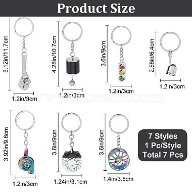 7Pcs 7 Style Alloy Keychains(KEYC-GF0006-01)-2
