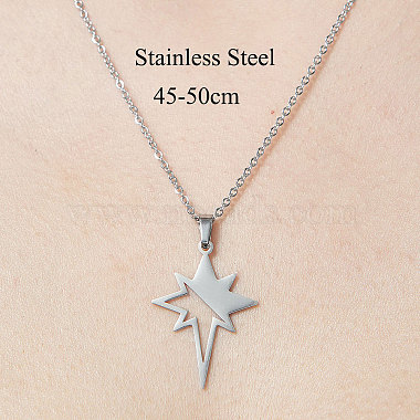 201 Stainless Steel Hollow Star Pendant Necklace(NJEW-OY001-88)-3
