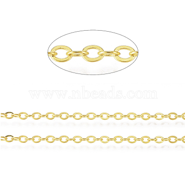 Brass Flat Oval Cable Chains(X-CHC025Y-01-G)-1