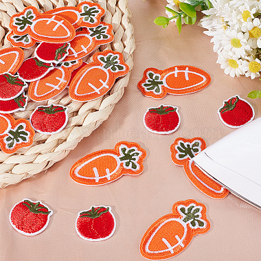 28Pcs 2 Style Tomato & Carrot Non Woven Fabric Embroidery Iron on Applique Patch(PATC-GF0001-12)-4