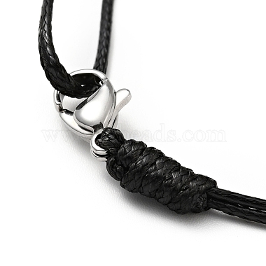 304 женский браслет с подвеской в виде собаки из нержавеющей стали с вощеным шнуром(BJEW-A125-14)-3