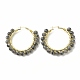 Natural Larvikite Beaded Hoop Earrings for Women(EJEW-C003-03M-RS)-1