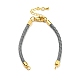 Leather Braided Cord Link Bracelets(MAK-K022-01G-02)-1