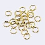 925 Sterling Silver Soldered Closed Jump Rings, Round, Real 18K Gold Plated, 18 Gauge, 6x1mm, Inner Diameter: 4mm, about 70pcs/10g(STER-F036-03G-1x6)