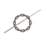 Alloy Hair Sticks, Flower Ring with Snakeskin Pattern, Antique Silver, 150x64mm(PW-WG451FB-02)