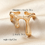 Alloy Open Cuff Rings Sets for Women, Golden, 20mm, Inner Diameter: 18mm(WH4778-2)