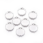 Tarnish Resistant 316 Surgical Stainless Steel Lace Edge Bezel Cups, Cabochon Settings, Flat Round, Stainless Steel Color, Tray: 15mm, 16x3mm(X-STAS-I118-07P-04)