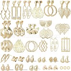 DIY Dangle Stud Earring Making Kits, Including Oval & Flower & Rectangle & Ring Alloy Pendants & Stud Earring Findings, Light Gold, 86Pcs/box(DIY-SC0019-58)