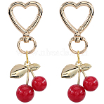 DIY Cherry Keychain Kits, including Zinc Alloy Swivel Snap Hook Clasps, Resin Imitation Fruit Pendants, Brass Jump Rings, Red, 42x26mm, Hole: 11mm, 2pcs(DIY-SP0003-02)